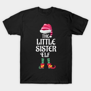 The Little Sister Christmas Elf Matching Pajama Family Party Gift T-Shirt